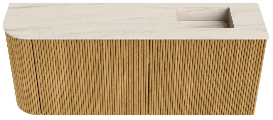 Mondiaz Joya DLux 100cm toiletmeubel ronding links oak met wastafel faye rechts zonder kraangat meli