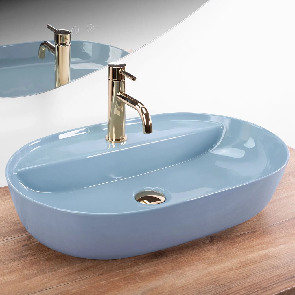 Opzetwastafel REA Aura 61 L.Blue Shiny
