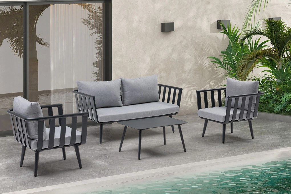 Stoel en Bank Loungeset 5 personen Aluminium Grijs De Laan Projects
