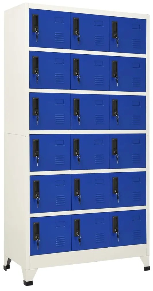 vidaXL Lockerkast 90x40x180 cm staal grijs en blauw