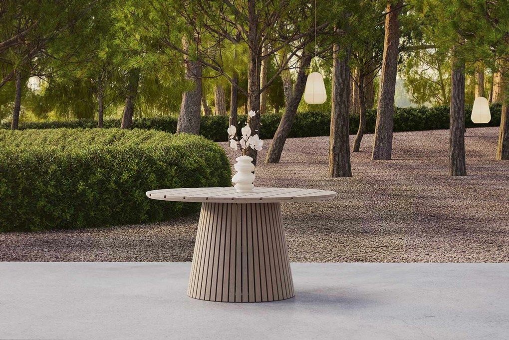 Dining Tuintafel rond 140 cm Ø Old teak greywash Fungo