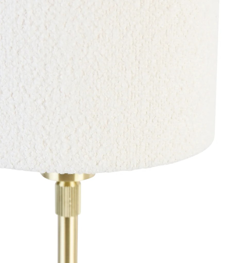 Tafellamp goud verstelbaar met boucle kap wit 20 cm - Parte Design E27 rond Binnenverlichting Lamp