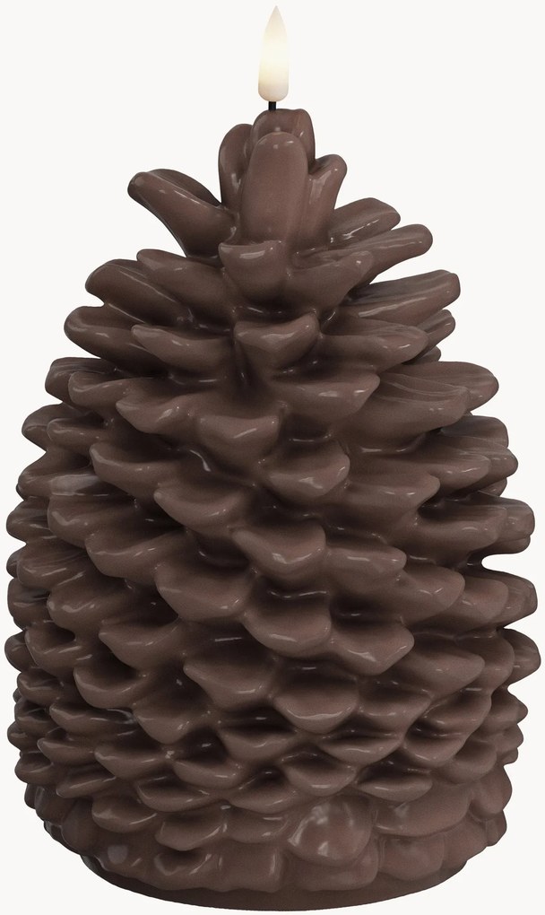 Handgemaakte kerst LED kaars Pine Cone, echt vlam effect, H 19 cm