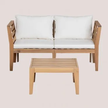 Tuinset Met 2-delige Modulaire Bank Met Armleuningen En Salontafel Van Acaciahout Filips Gardenia Wit - Sklum