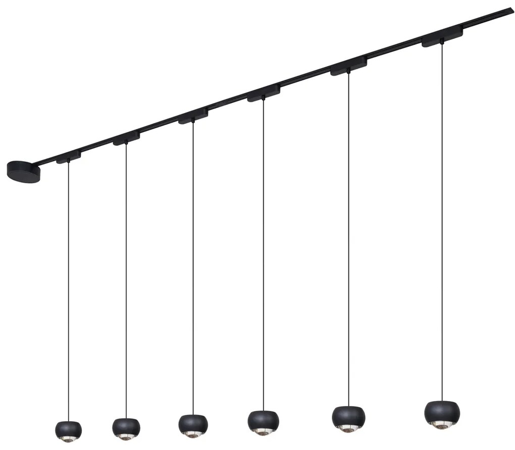 LED Modern railsysteem met 6 hanglampen zwart 1-fase - Magnetic Lance Modern Binnenverlichting Lamp