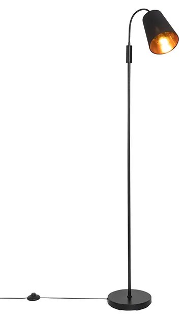 Moderne vloerlamp zwart met goud - Carmen