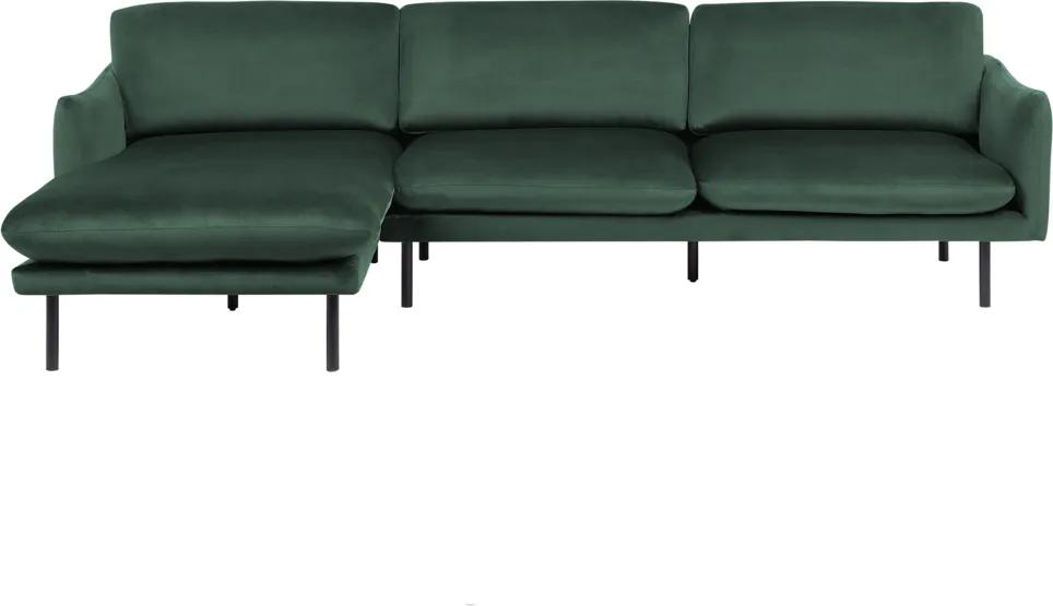 Hoekbank groen fluweel chaise lounge rechts VINTERBRO
