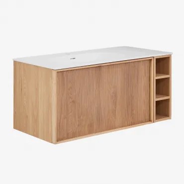 Endika Zwevend Badkamermeubelset 100x50 Cm In Hout Met Geïntegreerde Wastafel Natuurlijk Hout - Sklum