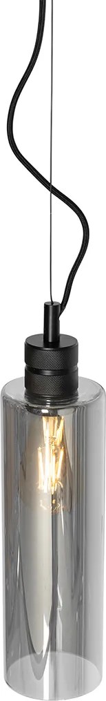 Moderne hanglamp zwart met smoke glas - Stavelot