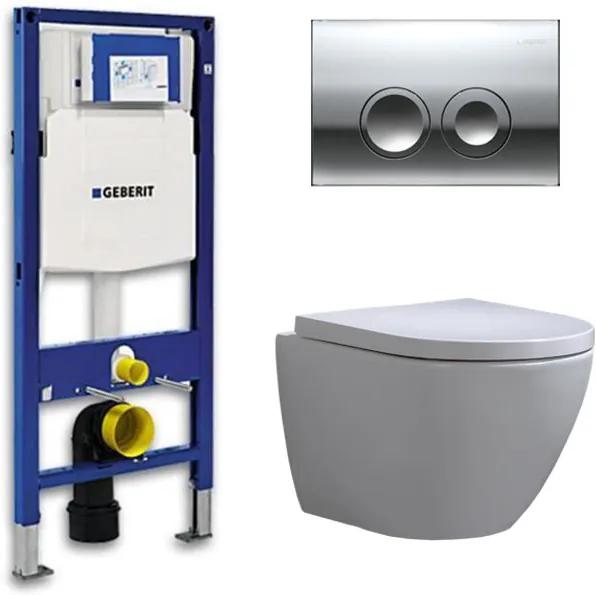 Geberit Up 100 Toiletset - Inbouw WC Hangtoilet Wandcloset - Shorty Delta 21 Glans Chroom