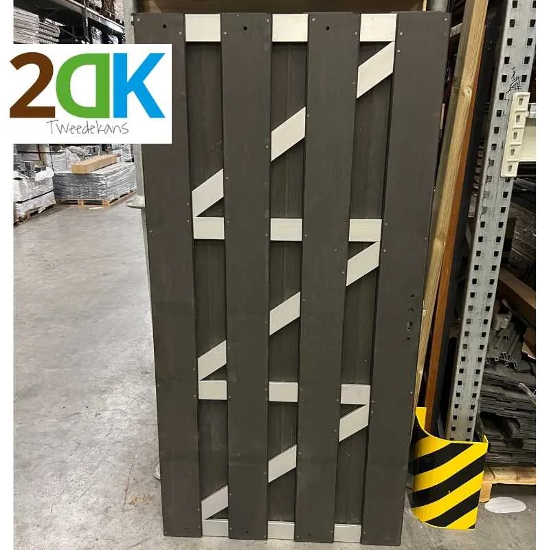 Tweedekans - Tuindeur composiet Bari antraciet met blank aluminium frame incl. beslag (90 x 180 cm)