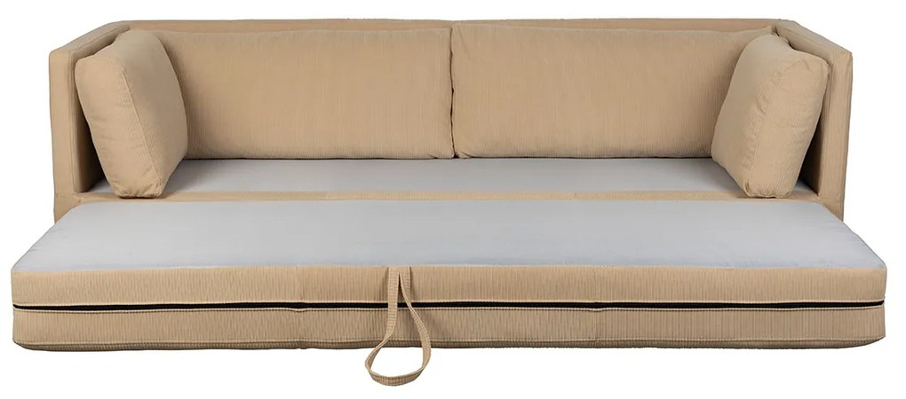 2-persoons Slaapbank Beige Ribstof