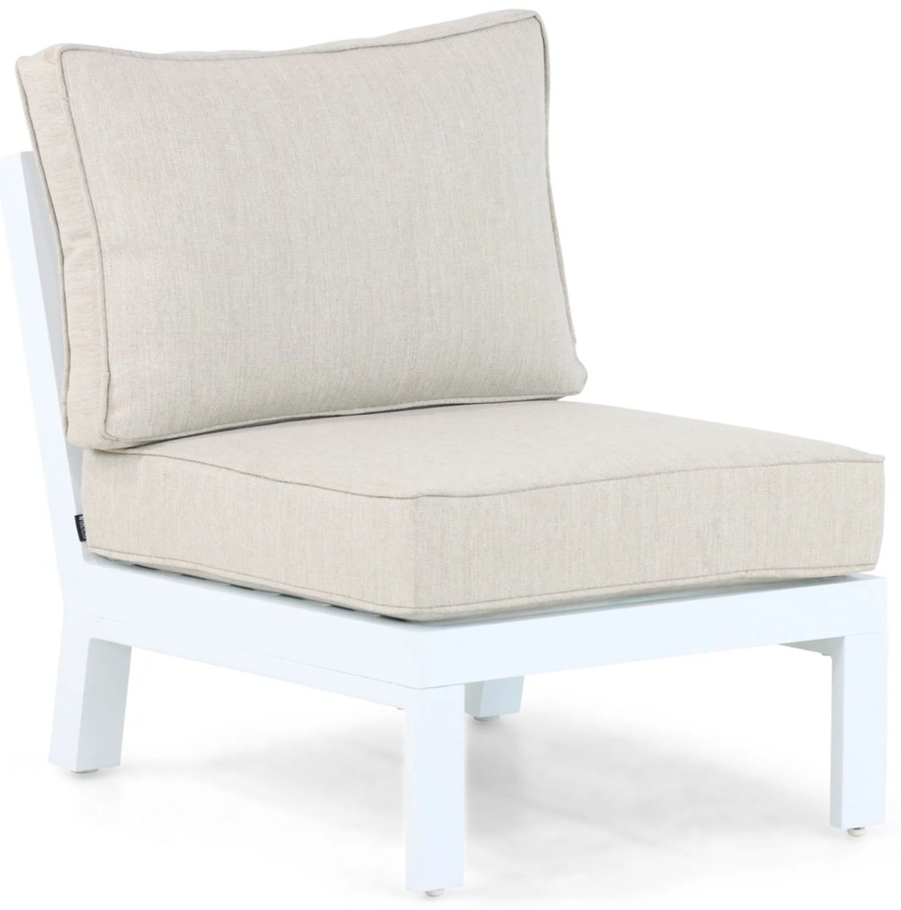 Hoek loungeset 6 personen Aluminium/Polywood (teakfinish) Wit Lifestyle Garden Furniture Bilbao