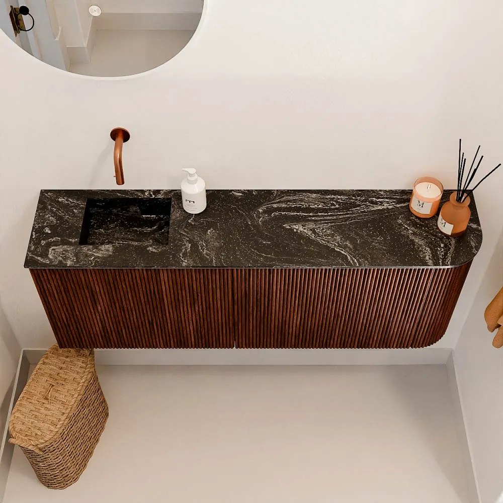 Mondiaz Joya DLux 110cm toiletmeubel ronding rechts ruby met wastafel faye links zonder kraangat lava