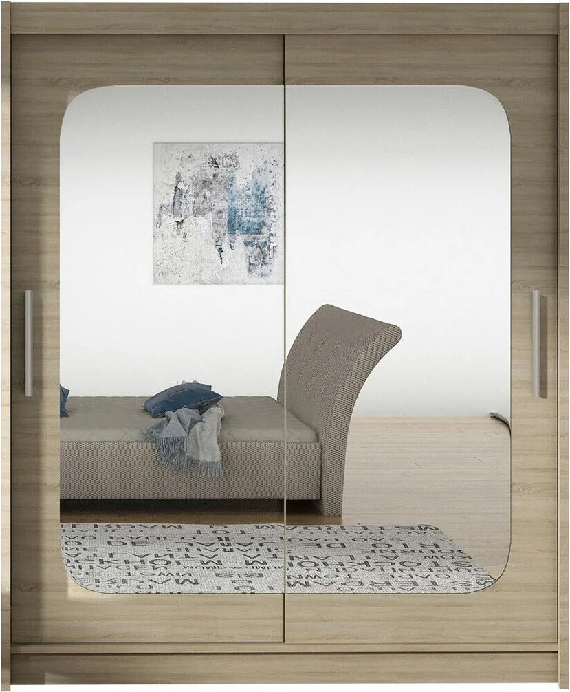 Kledingkast Closico Camera XII, Sonoma eik, 200x150x58cm, 116 kg, Kledingkast deuren: Schuivend, Aantal planken: 5, Aantal planken: 5