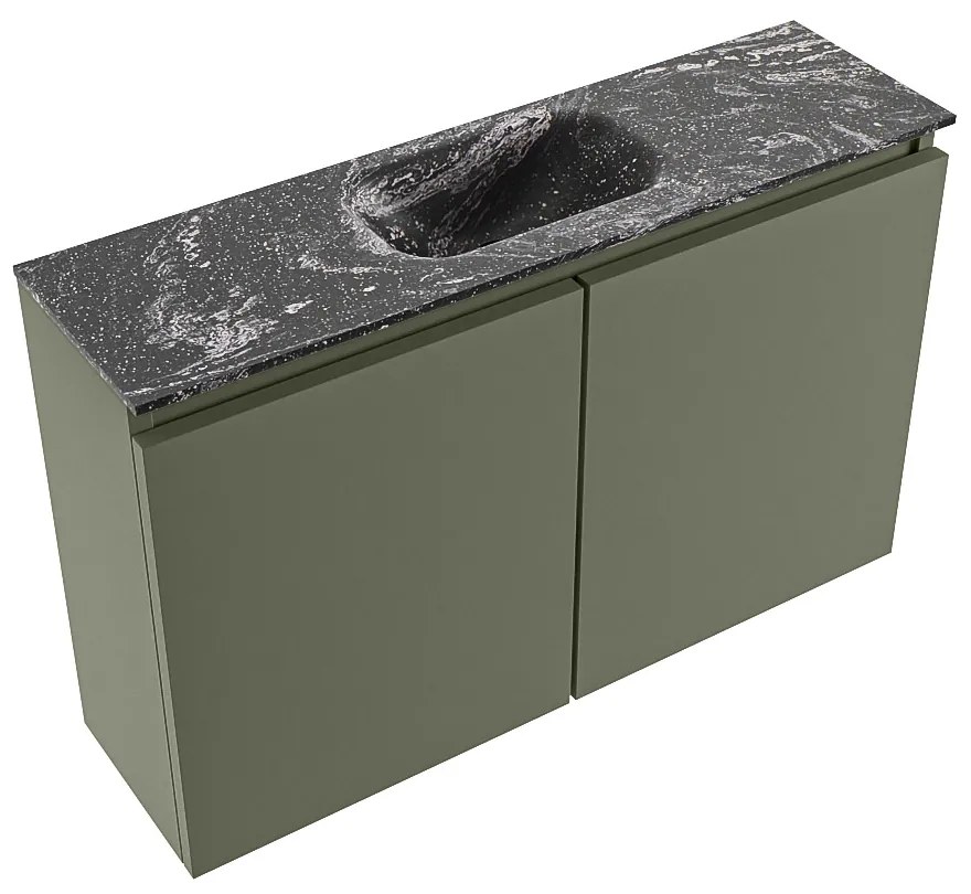 Mondiaz Ture DLux toiletmeubel 80cm army met wastafel lava midden zonder kraangat