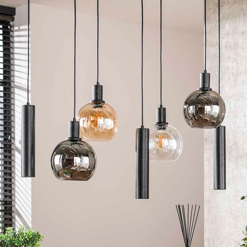 Design Hanglamp Met Glazen Bollen Zwart