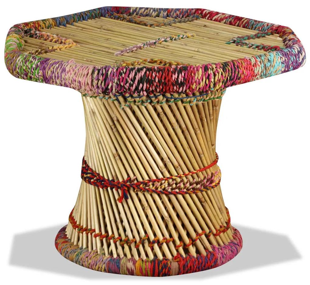 vidaXL Salontafel achthoekig met chindi details bamboe meerkleurig