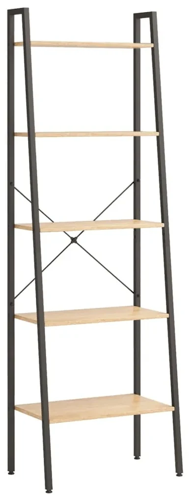 vidaXL Ladderrek met 5 schappen 56x35x174 cm lichtbruin en zwart