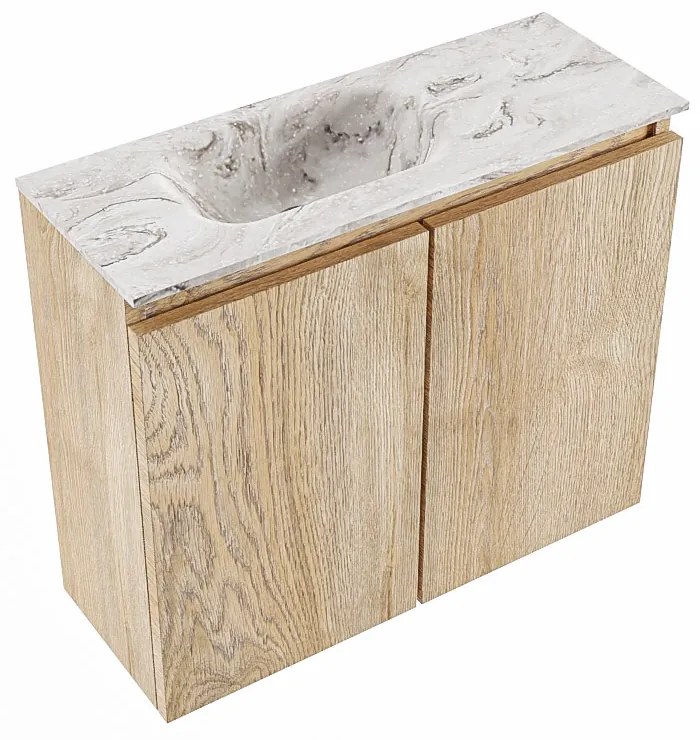 Mondiaz Ture DLux toiletmeubel 60cm washed oak met wastafel glace links zonder kraangat