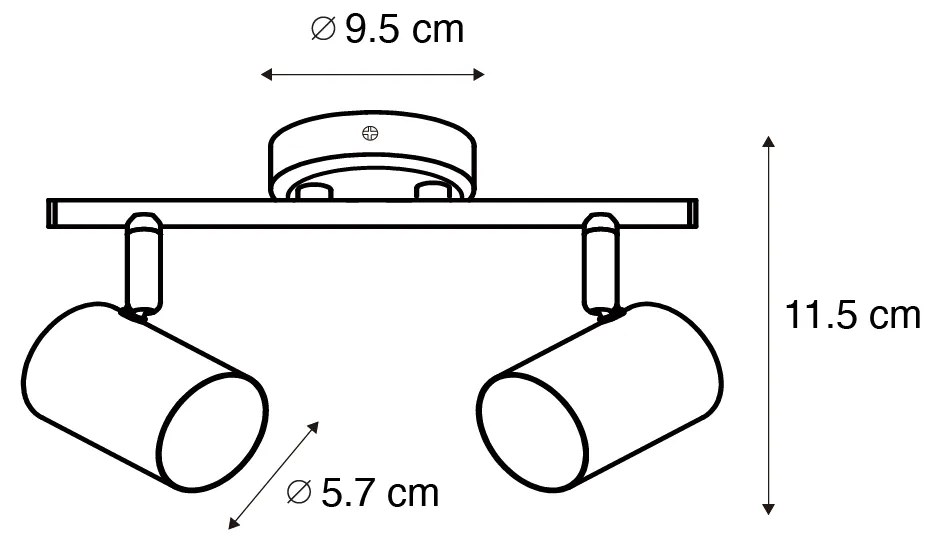 Moderne spot zwart met hout kantelbaar 2-lichts - Jeana