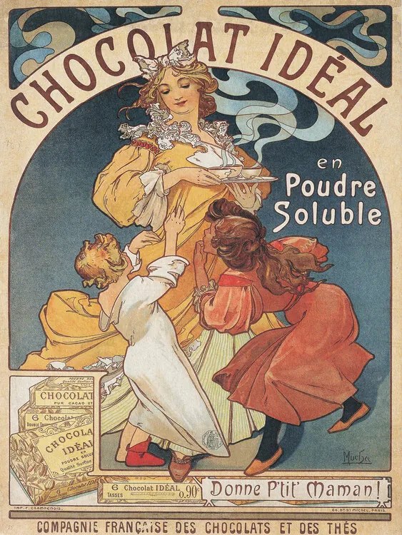 Kunstreproductie Chocolat Ideal Chocolate Advert, Alfons Mucha