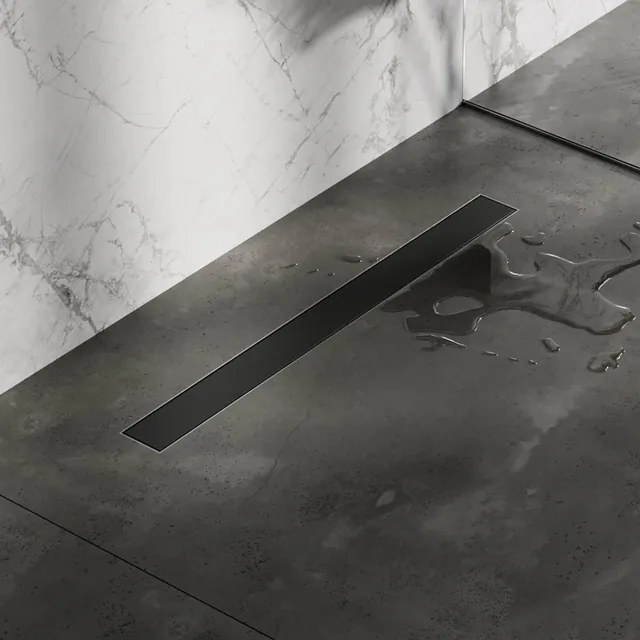 Brauer Douchegoot - 70x7.5cm - vloerflens - tegelinlegrooster omkeerbaar - RVS - zwart mat DR-MRF70S