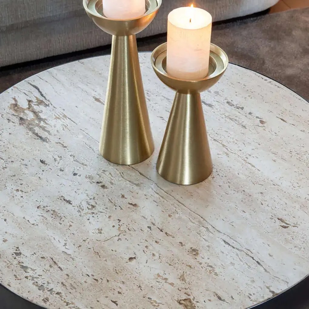 Richmond Interiors Avalon Design Salontafel Rond Travertin - 100 X 100cm.