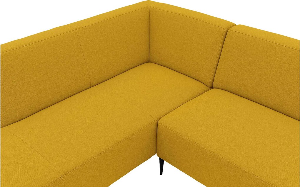 Goossens  Key West geel, stof, 3-zits, modern design met ligelement links