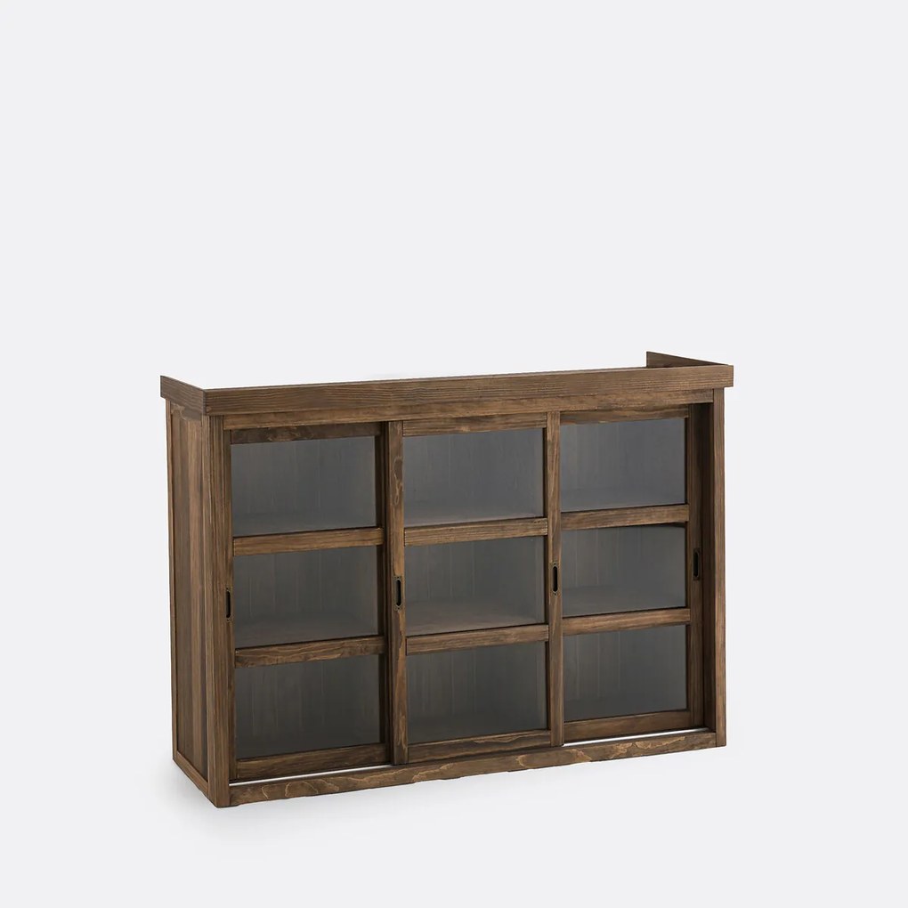 Servieskast met 3 glazen deuren, massief grenenhout MDF Lunja