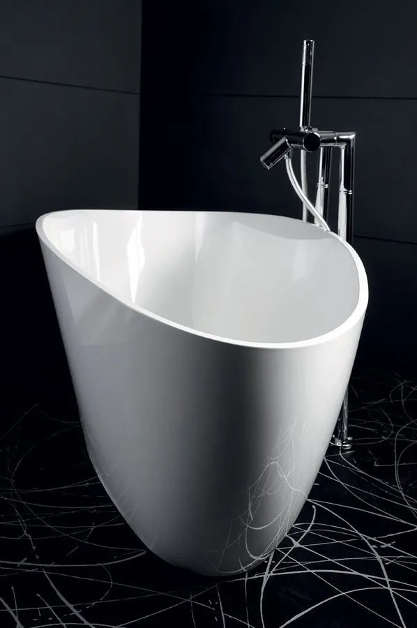 Gelco Elipsie vrijstaand bad wit glans mineraalmarmer 170x80cm