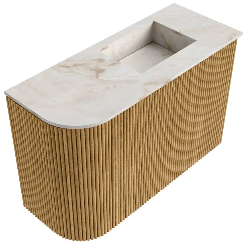 Mondiaz Joya DLux 60cm toiletmeubel ronding links oak met wastafel faye rechts 1 kraangat frappe
