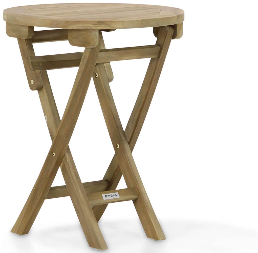 Tuintafel Rond 60 cm Teak Old teak greywash Derby inklapbare