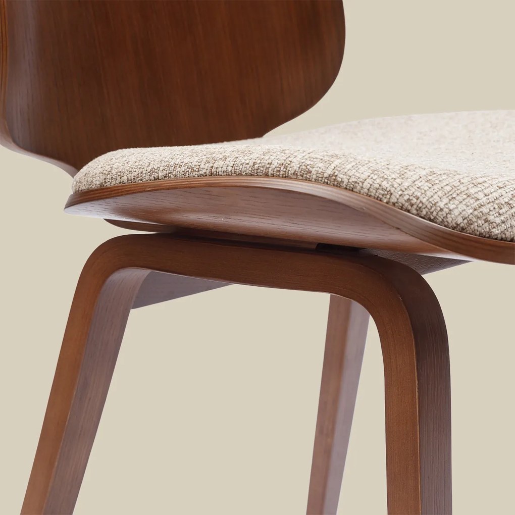 Scandinavische Plywood Stoel Walnoot