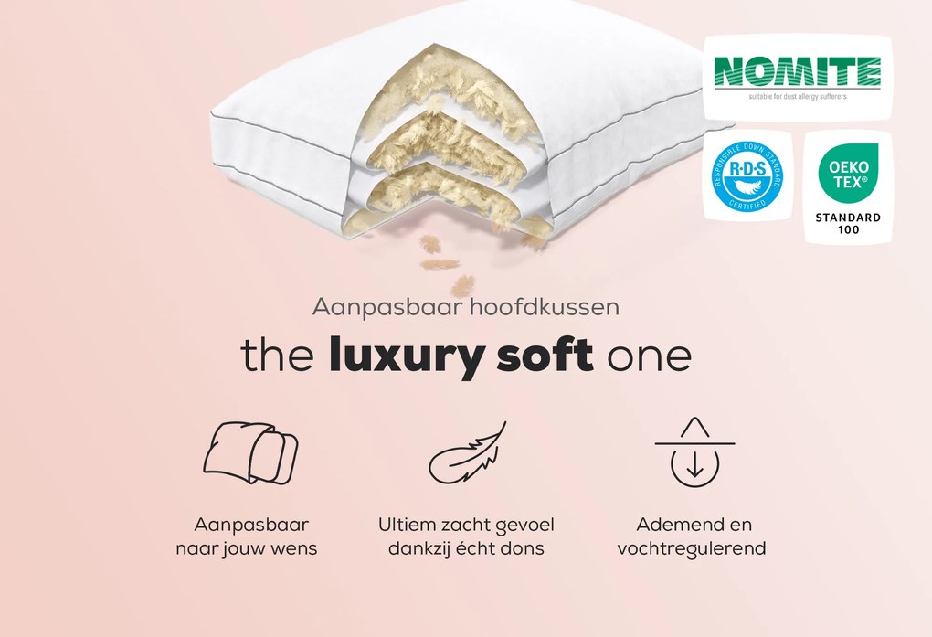 Aanpasbaar Hoofdkussen The Luxury Soft One – Bij Swiss Sense