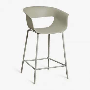 Aluminium Hoge Kruk Van Polypropyleen En Staal Alanys Groen – Salie & ↑65 Cm - Sklum