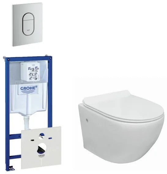 Wiesbaden Vesta Spoelrandloos toiletset bestaande uit inbouwreservoir, toiletzitting softclose en quick release en bedieningsplaat verticaal mat chroom