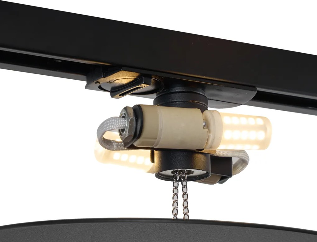 Moderne plafondlamp zwart voor railsysteem 1-fase 2-lichts - Iconic Pulley