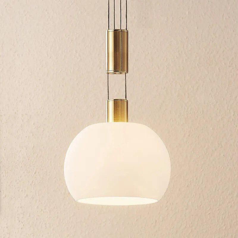 Aurell LED hanglamp, glas, 1-lamp messing - lampen-24