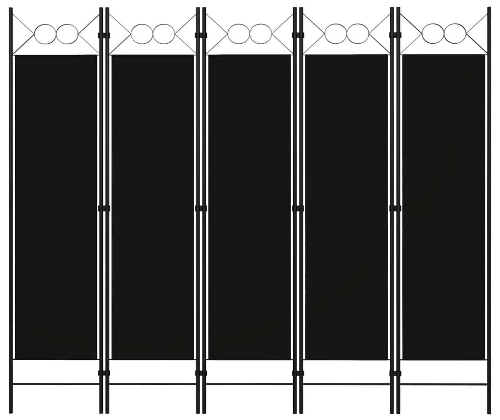 vidaXL Kamerscherm met 5 panelen 200x180 cm zwart