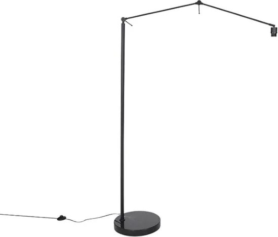 Moderne vloerlamp zwart met kap goud 50 cm - Editor