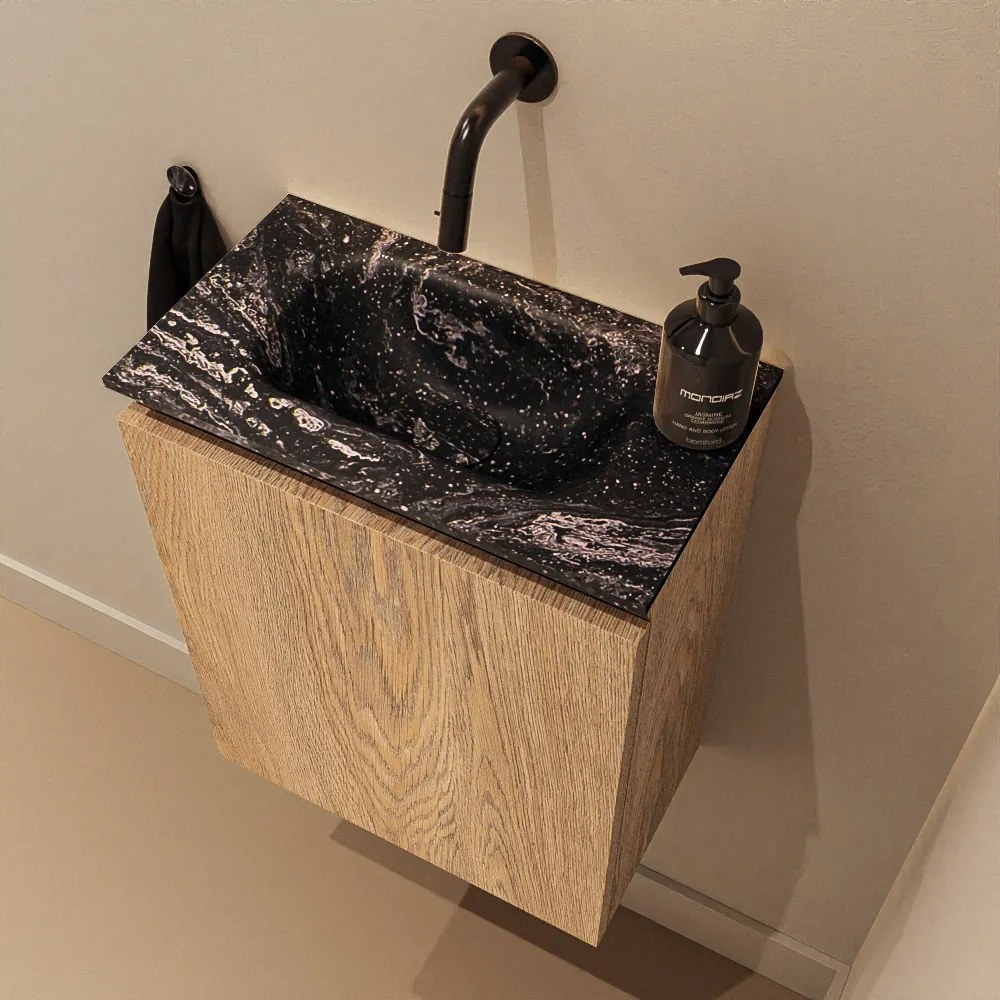 Mondiaz Ture DLux toiletmeubel 40cm washed oak met wastafel lava midden zonder kraangat