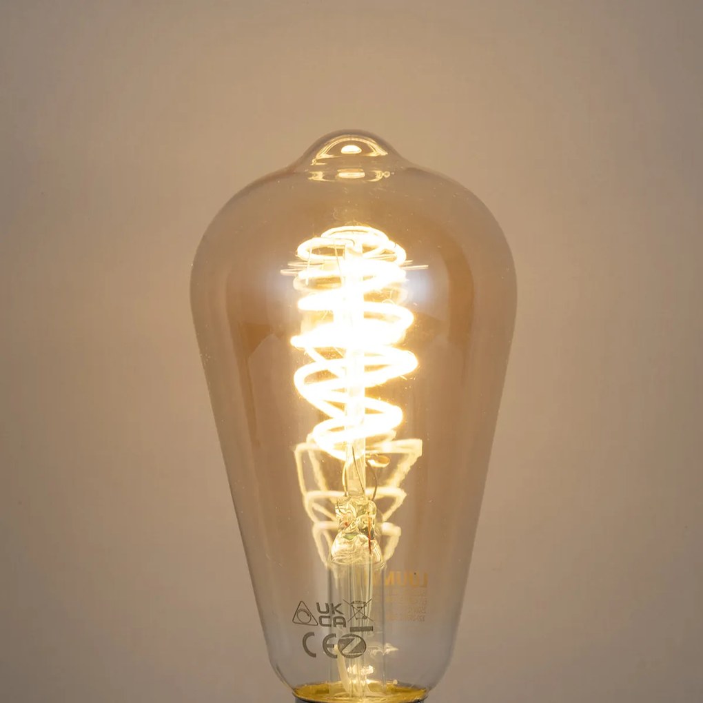 Set van 3 smart E27 dimbare LED lampen ST64 4.9W 320 lm 2500K incl. Zigbee Smart Hub