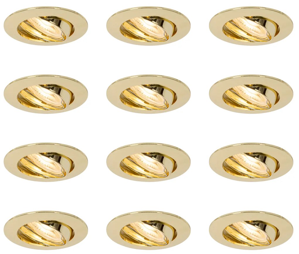 Set van 12 inbouwspots messing GU10 35mm - Edu