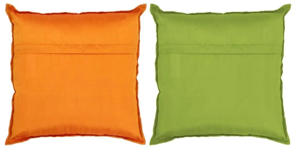 vidaXL Kussens patchwork handgemaakt 45x45 cm oranje/groen 2 st
