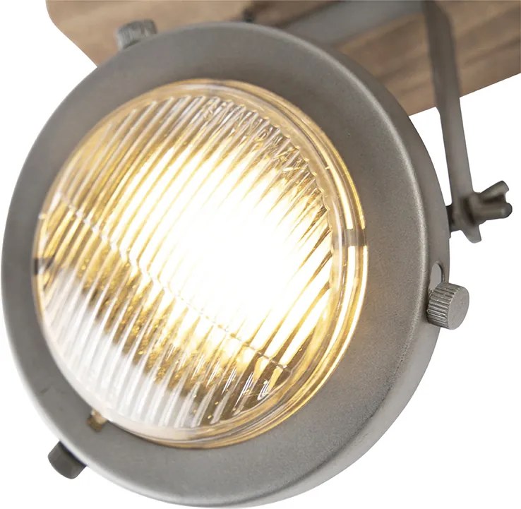 Industriële smart spot grijs met hout incl. 2 WiFi GU10 - Emado
