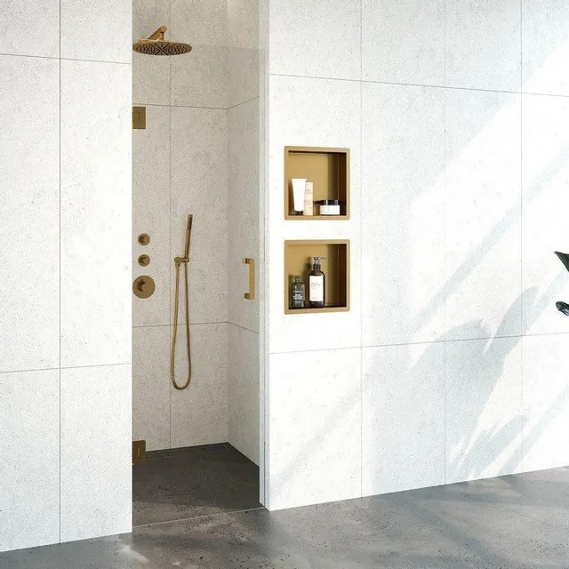 BRAUER Void nisdeur helder glas 60x200 omkeerbaar incl. glascoating PVD goud geborsteld GS-VON1H60200GG