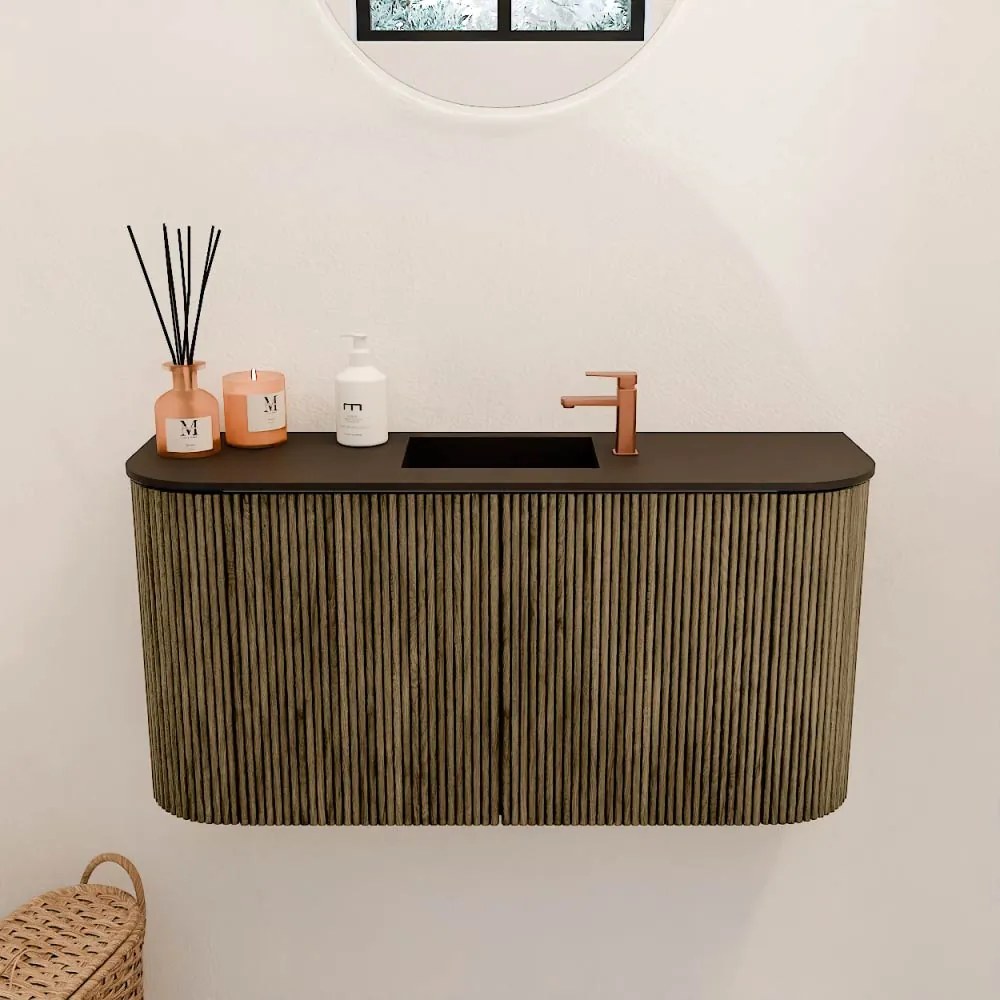 Mondiaz Joya 85cm toiletmeubel ronding links/rechts dusk met wastafel faye midden 1 kraangat urban