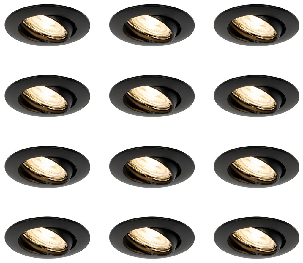 Set van 12 inbouwspots zwart GU10 35mm - Edu Modern GU10 rond Binnenverlichting Lamp