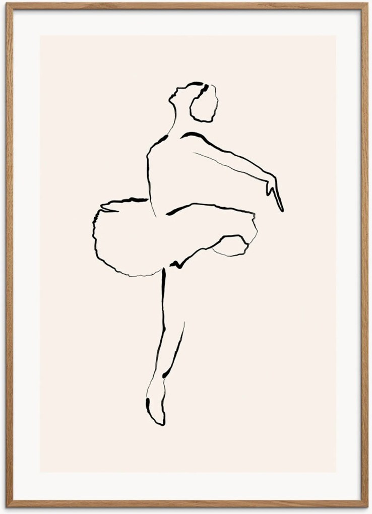 Ingelijste poster Dancer van eikenhout